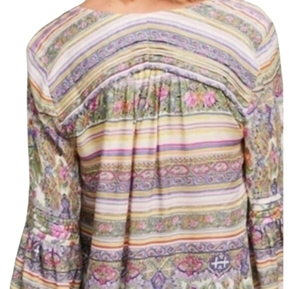 Anthropologie Maeve Caresco Peasant Top Cream Multi Bishop Sleeve Size XS - Picture 5 of 11
